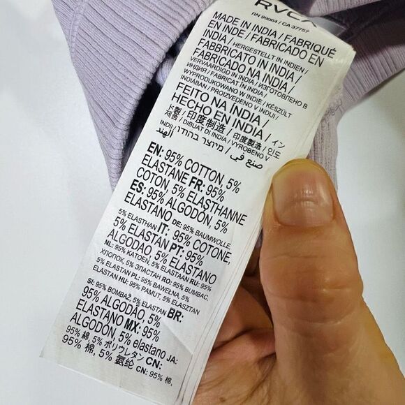 RVCA Sunday Collection Light Purple Ribbed Bra Lounge Sports Jog - Picture 5 of 6